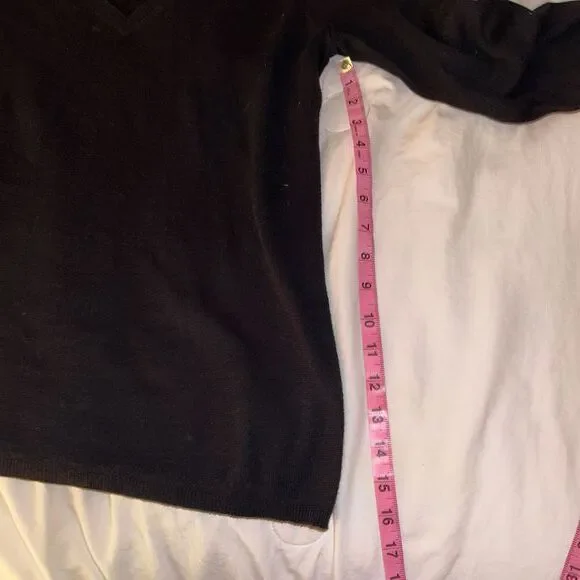 Ann Taylor Loft Black V Neck 34 Sleeve Pullover Sweater Size Large - Picture 6 of 6